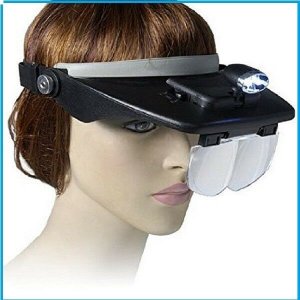 Visor with magnifying glasses and removable torch