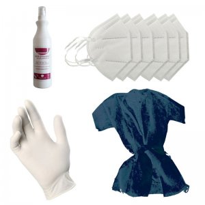 Hairdresser Kit - Gloves + kimono + Masks + disinfectant