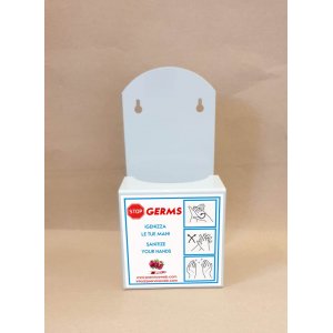 Wall or bench metal support for hand sanitizer gel