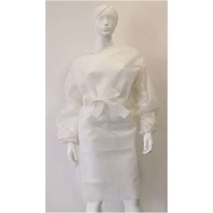 White disposable TNT gown, with cuffs