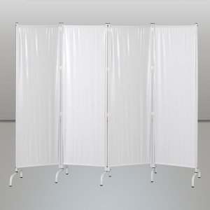 Four-door white painted screen with fireproof PVC sheets