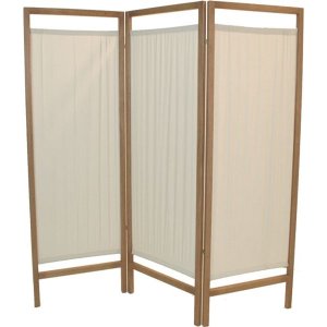 3-door wooden screen in cotton, natural color