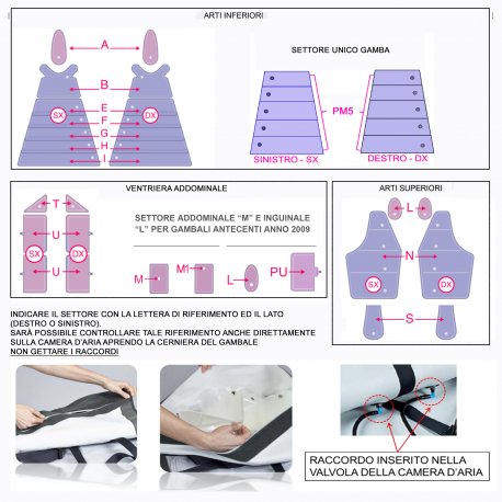 Replacement blisters for PRESSOTHERAPY leggings - letters B-C-D-E-F-G-H-I