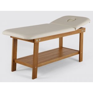 Massage table with face hole and shelf - natural color