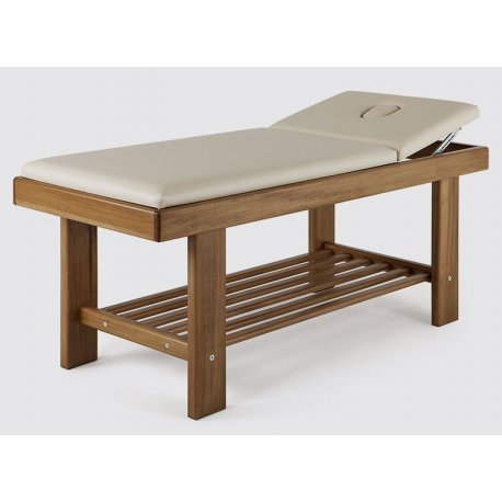 wellness massage table with face hole and shelf  - natural color